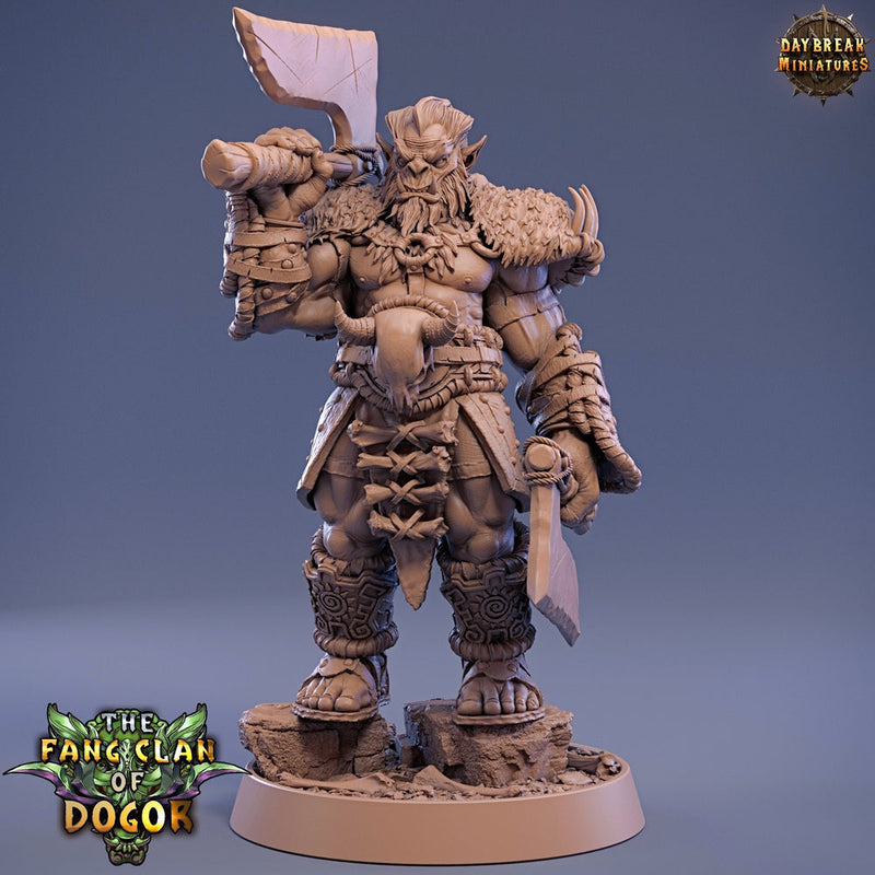 Bugbear Fighter Warrior Barbarian with 2 Axes | Scales 28mm |32mm |75mm | Megaboss | Dungeons and Dragons |Pathfinder | Daybreak Miniatures - Only-Games