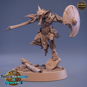Goblin Tusked Sword & Shield Fighter | DnD Miniatures | Dungeons and Dragons | 28mm, 32mm, 75mm scale| Unpainted Figure| Daybreak Miniatures - Only-Games