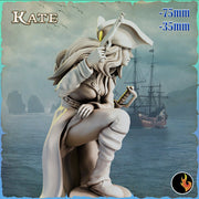 Kate Female Pirate Gunslinger Swashbuckler Fighter Sexy Pinup  | 28mm, 32mm, 75mm Scale | Dungeons and Dragons 5e Miniatures | DnD Mini | - Only-Games