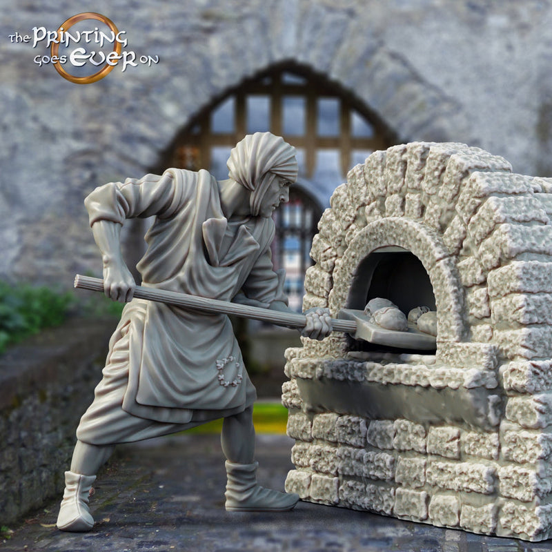 NPC Baker Resin Miniature | Miniature | Available in 28mm, 32mm,75mm Scales | Pathfinder Figure | DnD | Figurine unpainted | - Only-Games