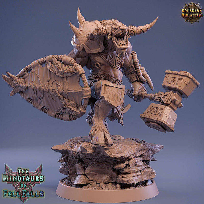 Minotaur Warrior War Chief | Scales: 28mm | 32mm | 75mm | D&D 5e Megaboss | Dungeons and Dragons | Pathfinder | Daybreak Miniatures - Only-Games