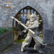Human Paladin Knight Fighter with Polearm | 28mm, 32mm, 75mm Scales | Pathfinder Figure | DnD 5e | The Printing Goes Ever On | | - Only-Games