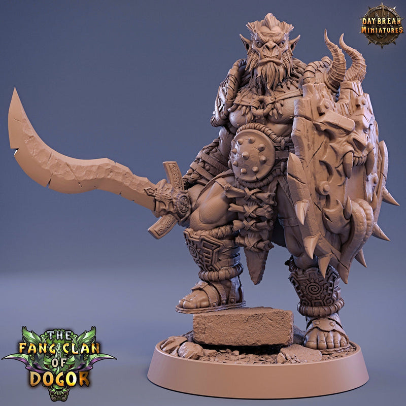 Bugbear Fighter Warrior Barbarian Sword & Shield | Scales 28mm|32mm |75mm | Megaboss | Dungeons and Dragons |Pathfinder |Daybreak Miniatures - Only-Games