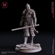 Fighter Soldier in Armor Miniature | Dungeons and Dragons | 28mm, 32mm,75mm Scales | Pathfinder |Unpainted Figure - Only-Games
