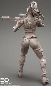 Female Sniper  | 28mm, 32mm Scales also 50mm and 100mm | Sci-Fi miniatures | Fan Art - Only-Games