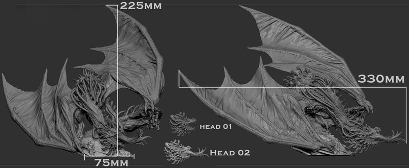 Elder Brain Dragon | Young, Mature & Ancient Sizes 225mm High - 330mm Long | Dungeons and Dragons 5e | Dragon Mindflayer Monster Figure - Only-Games