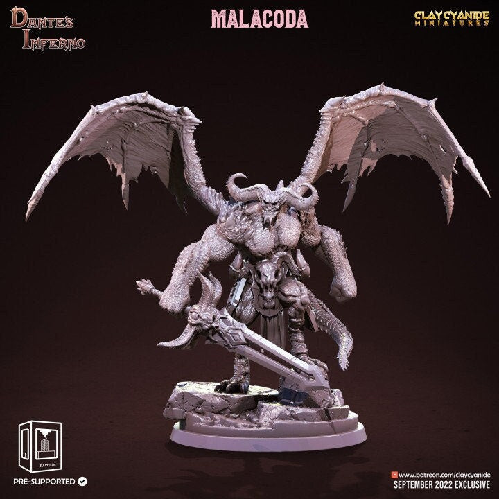 Greater Devil - Horned Devil Resin Miniature| Medium 40mm, Large 50mm, Huge 65mm (BASE Sizes) |  Nine Hells | Demon | Dungeons and Dragons | - Only-Games