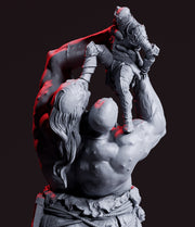 Ettin Giant fighting Paladin Fighter | 28mm & 32mm Scale | 97mm Tall | Dungeons and Dragons | Pathfinder Oger | Flesh of Gods| Tabletop RPG| - Only-Games