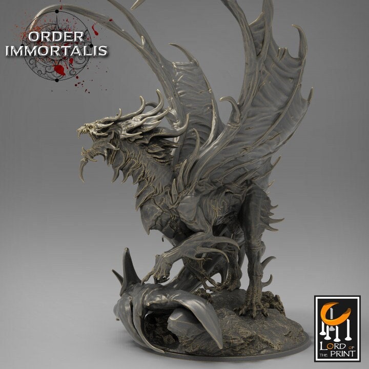 Blood Dragon Miniature  | Available in Mature & Ancient sizes 180mm High |Dragon Statue Figurine |Dungeons and Dragons 5e| Lord of the Print - Only-Games