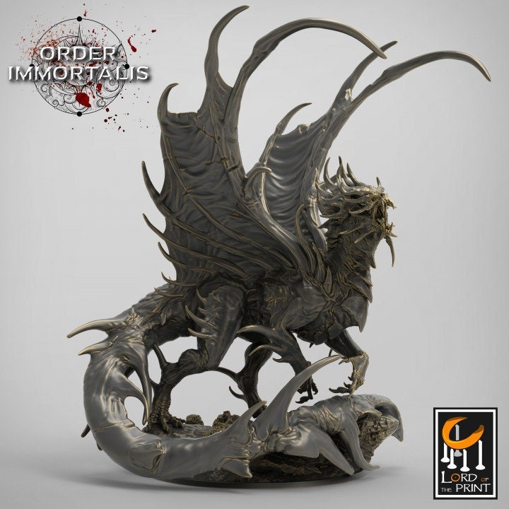 Blood Dragon Miniature  | Available in Mature & Ancient sizes 180mm High |Dragon Statue Figurine |Dungeons and Dragons 5e| Lord of the Print - Only-Games