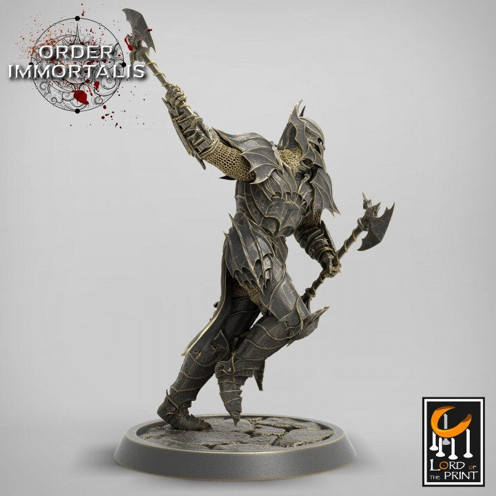 Fighter Two Weapon style Axes , Chaos Knight,  Unpainted Miniature | 28mm, 32mm,75mm Scales | Dungeons and Dragons | Pathfinder | - Only-Games