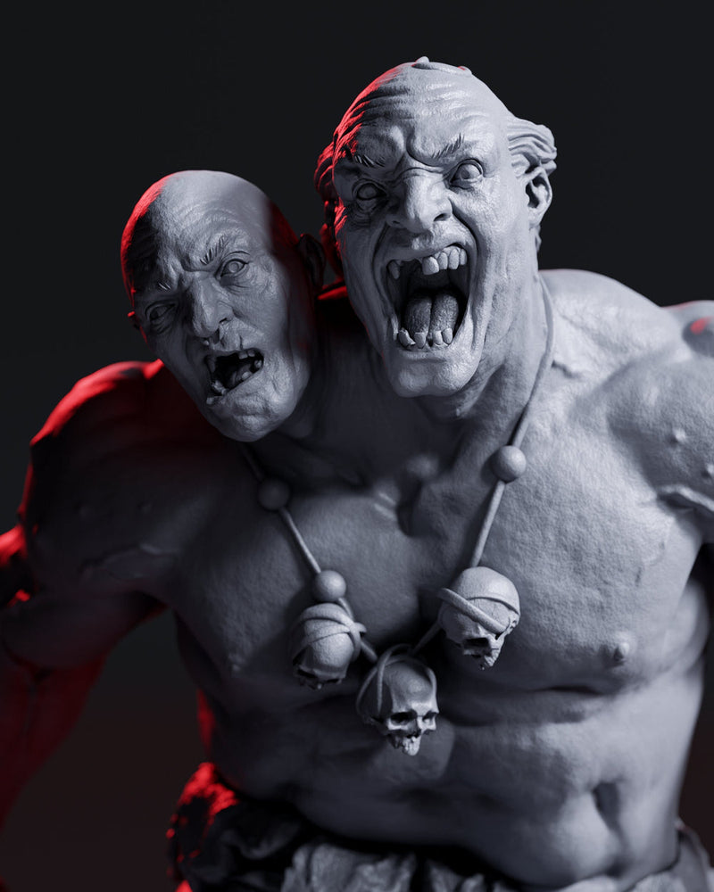 Ettin Giant with Club Weapon | 28mm & 32mm Scale | 97mm Tall | Dungeons and Dragons | Pathfinder Oger | Flesh of Gods| Tabletop RPG | - Only-Games