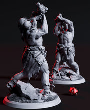 Ettin Giant fighting Paladin Fighter | 28mm & 32mm Scale | 97mm Tall | Dungeons and Dragons | Pathfinder Oger | Flesh of Gods| Tabletop RPG| - Only-Games