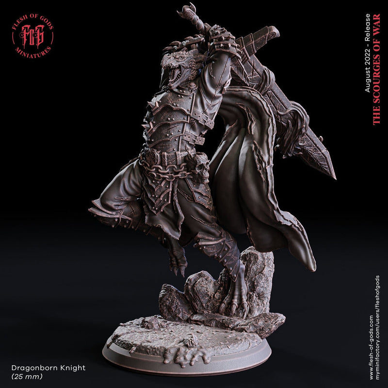 Dragonborn Paladin 2handed Sword model | 28mm, 32mm,54mm,75mm, 100mm Scale Resin Miniature | D&D 5e  | Pathfinder | Flesh of Gods - Only-Games