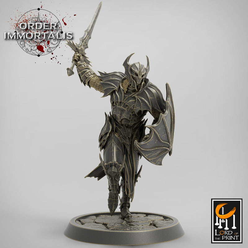 Fighter Sword and Shield Charging, Oathbreaker Paladin,  Unpainted Miniature | 28mm, 32mm,75mm Scales | Dungeons and Dragons | Pathfinder | - Only-Games