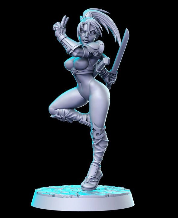Sexy Pinup Female Monk Classic Video Game |28mm,32mm,54mm,75mm,100mm Scales Unpainted resin Figure D&D Tabletop Miniature Gaming |RN Estudio - Only-Games