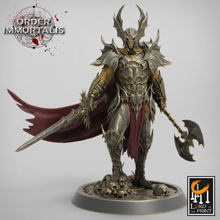 Oathbreaker Paladin, Chaos Knight, Vampire Knight Unpainted Miniature | 28mm, 32mm,54mm, 75mm, 100mm Scales |D and D| Pathfinder | - Only-Games