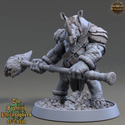 Rhinokin, Rhino-folk Warrior  Scales: 28mm, 32mm,54mm,75mm | D&D 5e Megaboss | Dungeons and Dragons | Pathfinder | Daybreak Miniatures - Only-Games