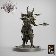 Fighter Two Weapon style Axes , Chaos Knight,  Unpainted Miniature | 28mm, 32mm,75mm Scales | Dungeons and Dragons | Pathfinder | - Only-Games