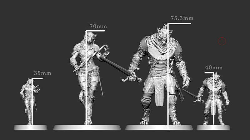 Male Tabaxi Fighter, Rogue, Cleric- Werepanther, Werecat, Catfolk | 28mm, 32mm, 54mm,75mm,100mm Scale | Dungeons and Dragons | Pathfinder | - Only-Games