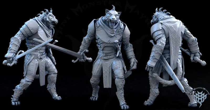 Male Tabaxi Fighter, Rogue, Cleric- Werepanther, Werecat, Catfolk | 28mm, 32mm, 54mm,75mm,100mm Scale | Dungeons and Dragons | Pathfinder | - Only-Games