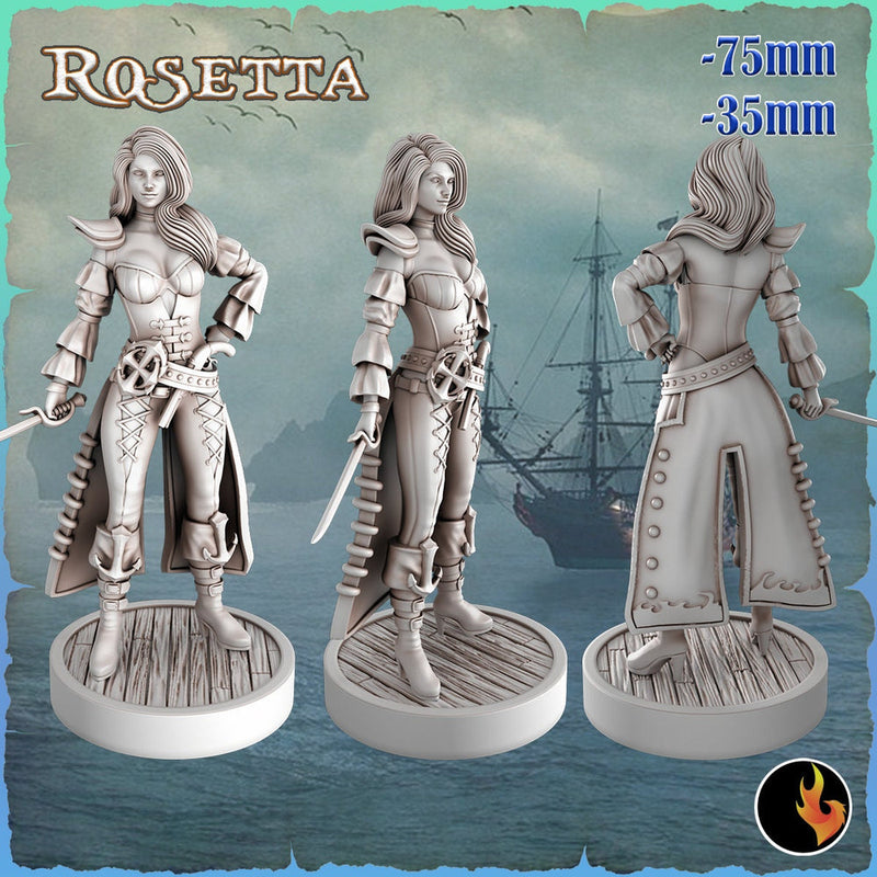 Female Pirate Gunslinger Swashbuckler Fighter Sexy Pinup  | 28mm, 32mm, 75mm Scale | Dungeons and Dragons 5e Miniatures | DnD Mini | - Only-Games