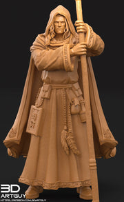 Human Male Wizard Miniature | 28mm, 32mm, 75mm Scales | Dungeons and Dragons | Pathfinder | Battle Wizard - Only-Games