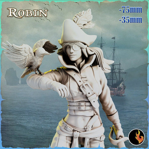 Robin Sexy Female Pinup Swashbuckler Fighter Pirate Gunslinger | 28mm, 32mm, 75mm Scale | Dungeons and Dragons 5e Miniatures | DnD Mini | - Only-Games