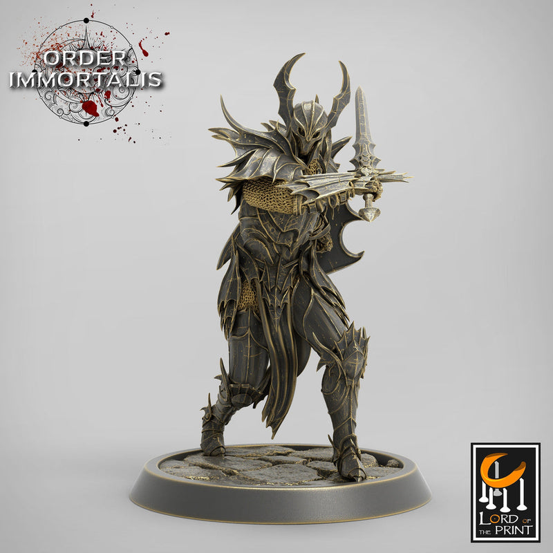 Fighter Sword and Shield, Oathbreaker Paladin,  Unpainted Miniature | 28mm, 32mm,75mm Scales | Dungeons and Dragons | Pathfinder | - Only-Games