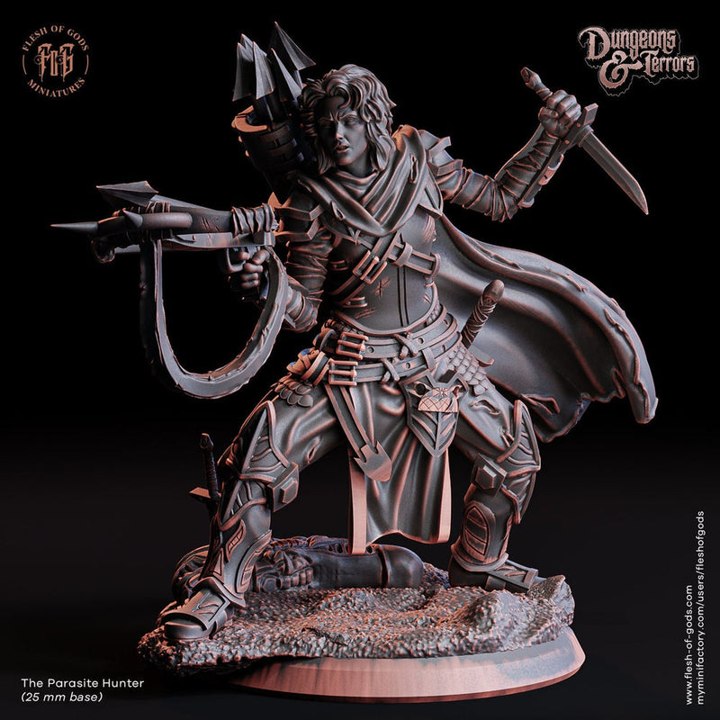 Female Rogue Crossbow Expert Monster Huntress  PC NPC | 28mm, 32mm, 75mm Scale Resin Miniature | Dungeons and Dragons | Flesh of Gods - Only-Games