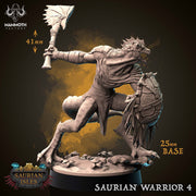 Lizardfolk Lizardman Warrior | 28mm, 32mm,75mm Scales | Dungeons and Dragons | Unpainted Figure | Mammoth Factory - Only-Games