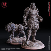 Undead Death Knight, Shadow General and Dire Wolf  | 28mm, 32mm, 75mm Scale Resin Miniature | Flesh of Gods | Dungeons and Dragons | - Only-Games