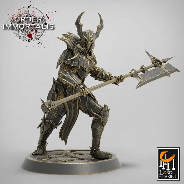 Fighter Halberd Polearm master, Oathbreaker Paladin,  Unpainted Miniature | 28mm, 32mm,75mm Scales | Dungeons and Dragons | Pathfinder | - Only-Games