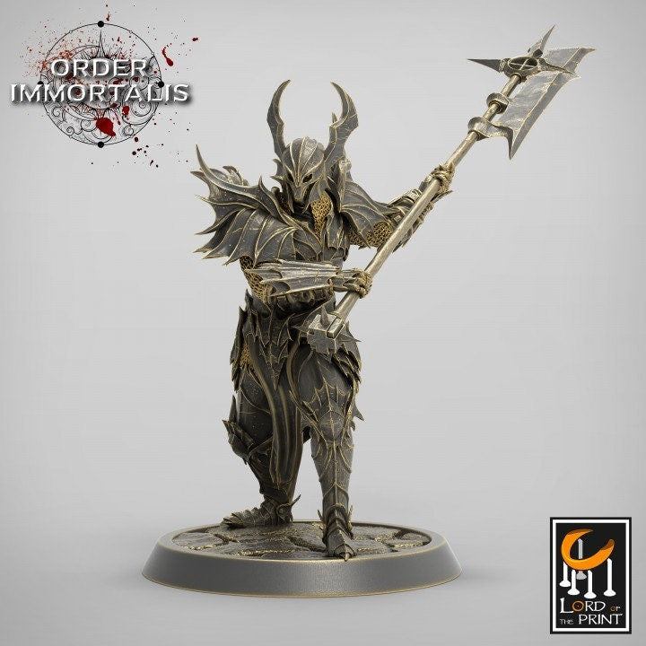Fighter Halberd Polearm master, Oathbreaker Paladin,  Unpainted Miniature | 28mm, 32mm,75mm Scales | Dungeons and Dragons | Pathfinder | - Only-Games