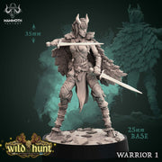 Tiefling Female Fighter Two Weapon Style | 28mm, 32mm, 75mm Scale Resin Miniature | Dungeons and Dragons | Strahd | Mammoth Factory - Only-Games