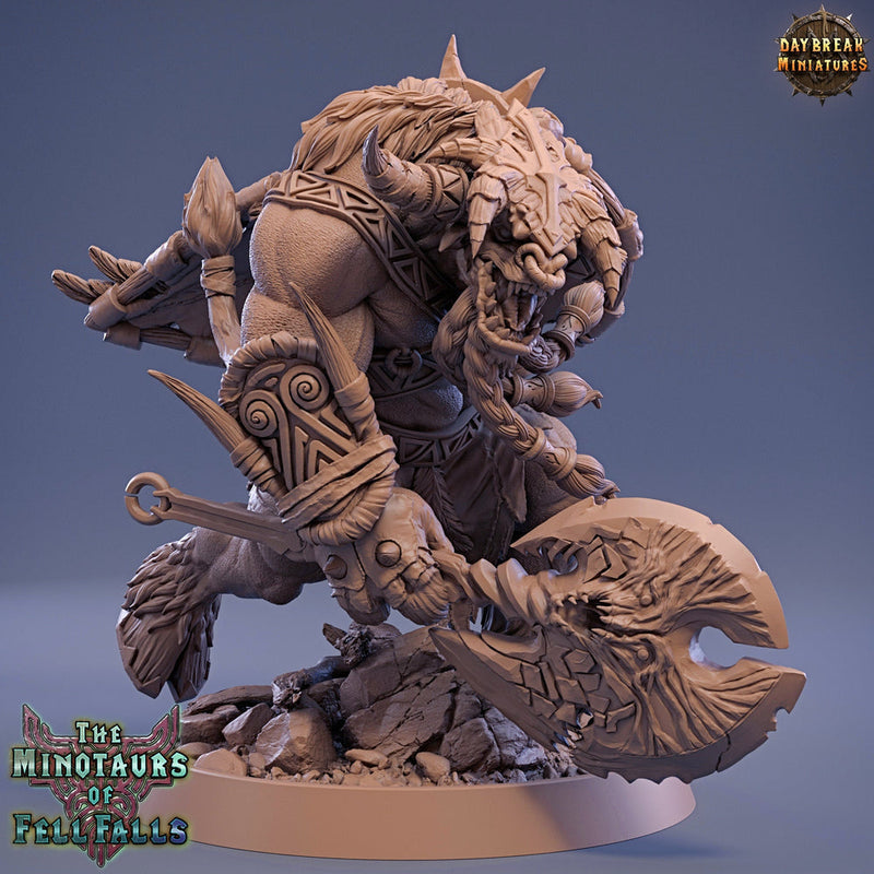 Minotaur Warrior War Chief | Scales: 28mm | 32mm | 75mm | D&D 5e Megaboss Beastmen| Dungeons and Dragons | Pathfinder | Daybreak Miniatures - Only-Games