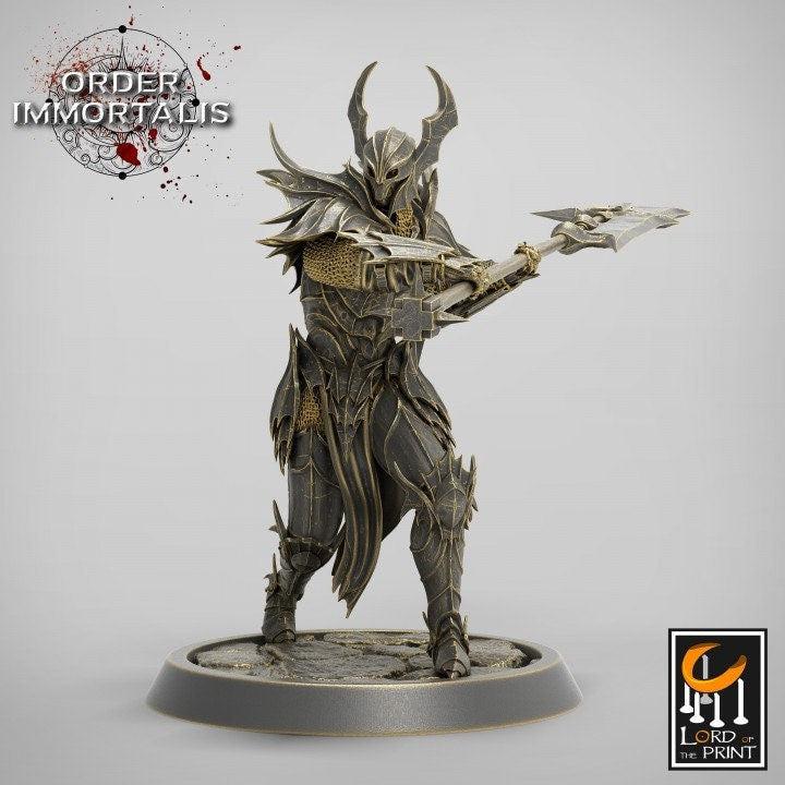 Fighter Halberd Polearm master, Oathbreaker Paladin,  Unpainted Miniature | 28mm, 32mm,75mm Scales | Dungeons and Dragons | Pathfinder | - Only-Games
