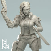 Female Cyberpunk Mercenary | 28mm, 32mm, 50mm, 75mm, 100mm | Sci-Fi miniatures | Fan Art | 3DArtguy - Only-Games