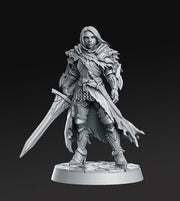 Female Paladin Fighter Platemail | 28mm,32mm,75mm Scale Dungeons and Dragons 5e Miniature Unpainted Figurine D&D Tabletop RPG Fantasy Gaming - Only-Games