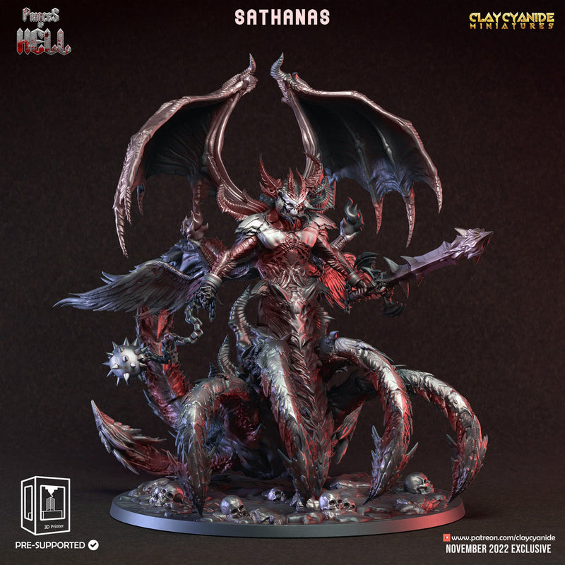 Greater Demon Lord - ArchDevil Resin Miniature|125mm TALL , 60mm, 80mm, 100mm (BASE Sizes) |  Nine Hells |Demon | Dungeons and Dragons | - Only-Games