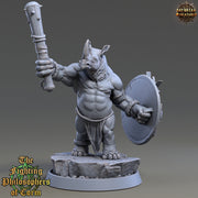 Rhinokin, Rhino-folk Warrior  Scales: 28mm, 32mm,54mm,75mm | D&D 5e Megaboss | Dungeons and Dragons | Pathfinder | Daybreak Miniatures - Only-Games