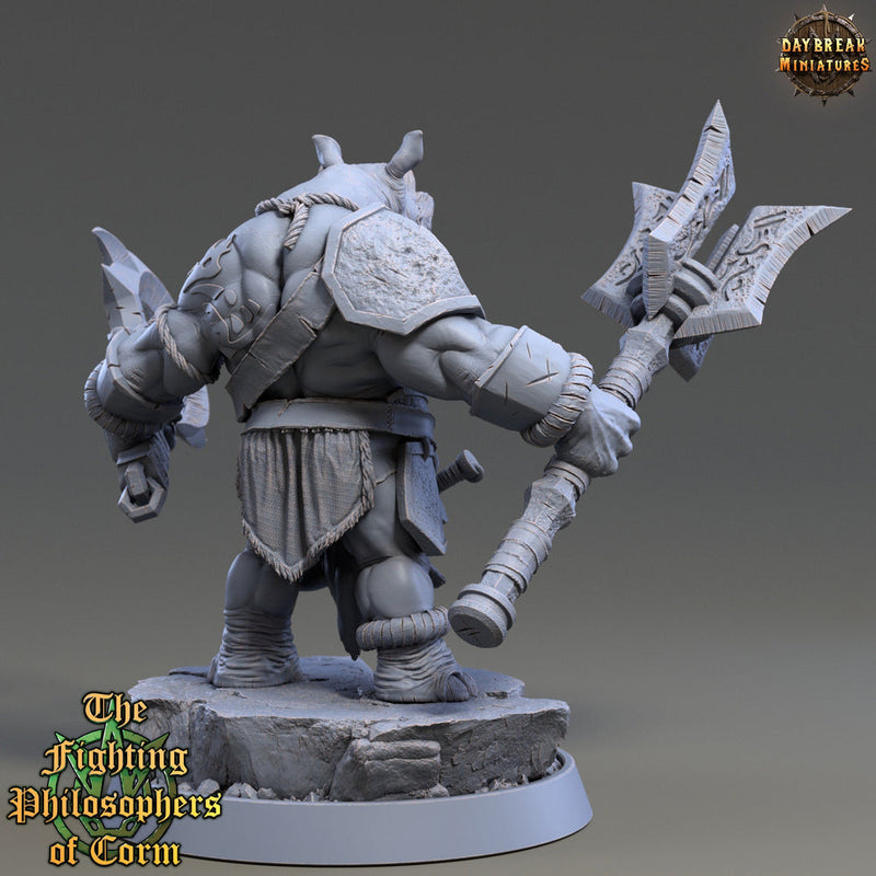 Rhinokin, Rhino-folk Warrior  Scales: 28mm, 32mm,54mm,75mm | D&D 5e Megaboss | Dungeons and Dragons | Pathfinder | Daybreak Miniatures - Only-Games