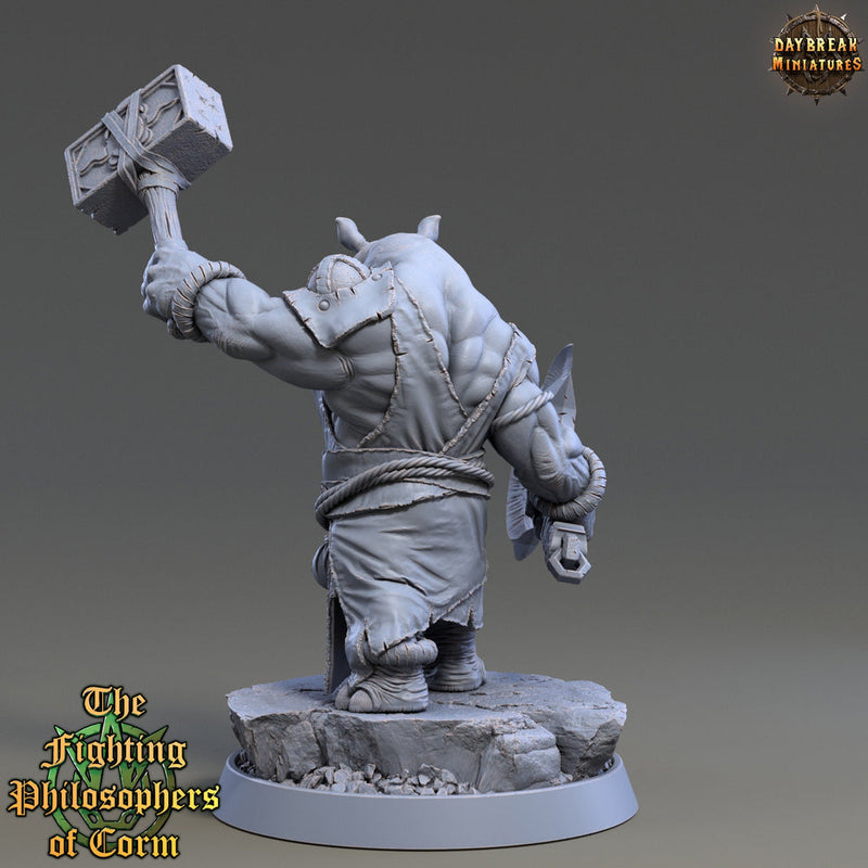 Rhinokin, Rhino-folk Warrior  Scales: 28mm, 32mm,54mm,75mm | D&D 5e Megaboss | Dungeons and Dragons | Pathfinder | Daybreak Miniatures - Only-Games