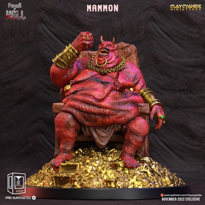 Mammon Demon Prince | 28mm, 32 mm, 75mm Scale |  Resin Miniature | Dungeons and Dragons | Pathfinder | D&D 5e | Clay Cyanide - Only-Games