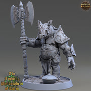 Rhinokin, Rhino-folk Warrior  Scales: 28mm, 32mm,54mm,75mm | D&D 5e Megaboss | Dungeons and Dragons | Pathfinder | Daybreak Miniatures - Only-Games