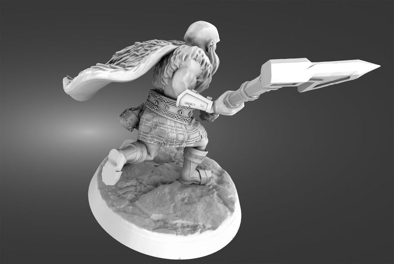 Dwarf Barbarian Fighter Ranger | Resin Miniature | 28mm Scale | 32mm Scale | 75mm Scale |Pathfinder Figure | DnD | Figurine unpainted | - Only-Games