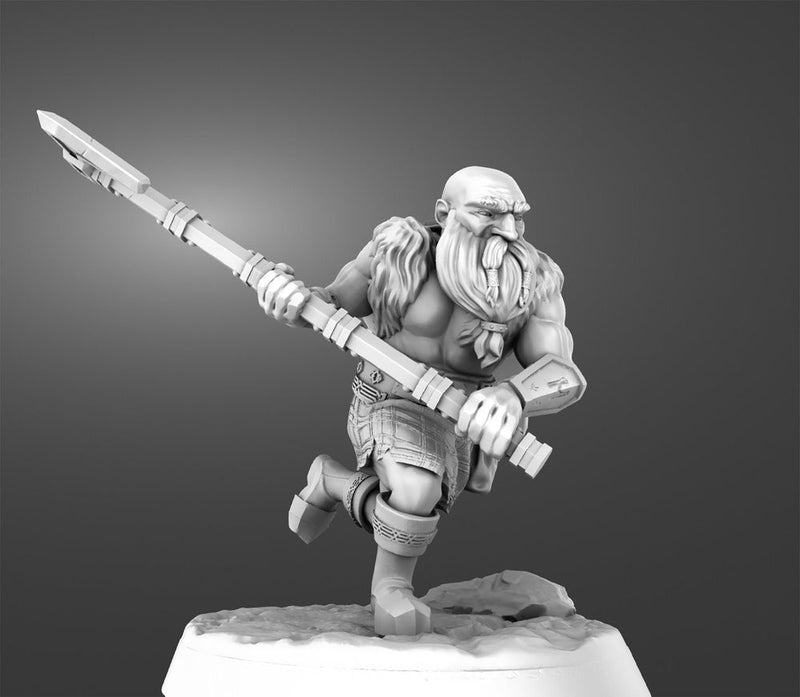 Dwarf Barbarian Fighter Ranger | Resin Miniature | 28mm Scale | 32mm Scale | 75mm Scale |Pathfinder Figure | DnD | Figurine unpainted | - Only-Games