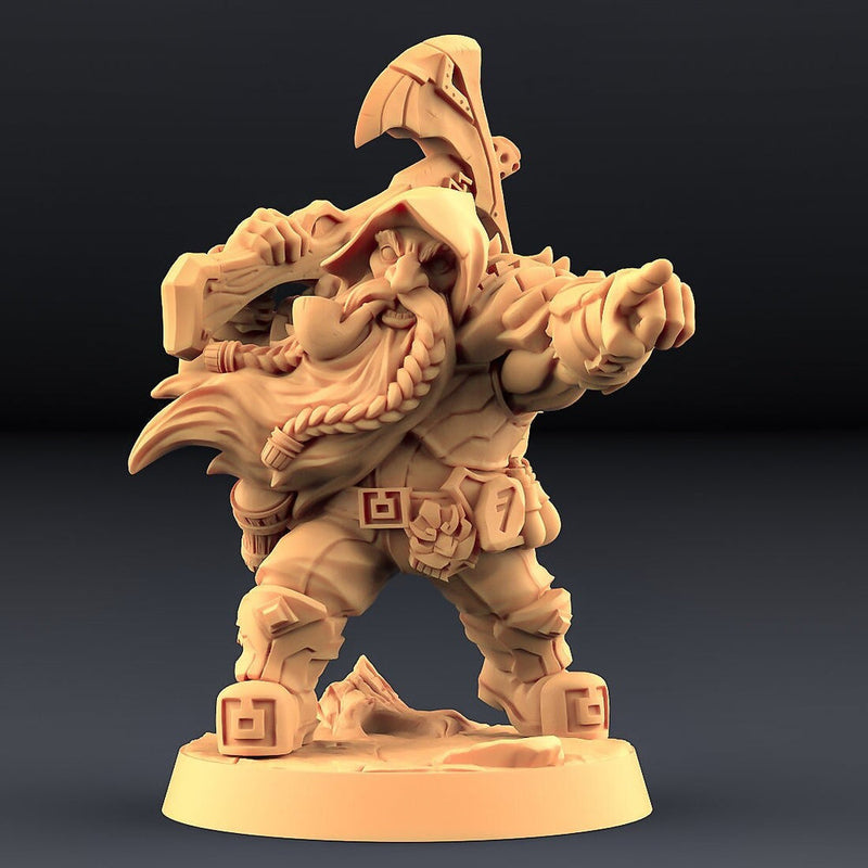 Dwarf Fighter Gunslinger Artificer with Axe-gun | Dungeons and Dragons | 28mm,32mm Scales | 54mm, 75mm TALL | Pathfinder | Artisan Guild - Only-Games