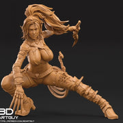 Elf Pinup Female Fighter Assassin Rogue PC or NPC | 28mm, 32mm Scales also 50mm and 100mm | Dungeons and Dragons | Pathfinder | 3DArtGuy - Only-Games