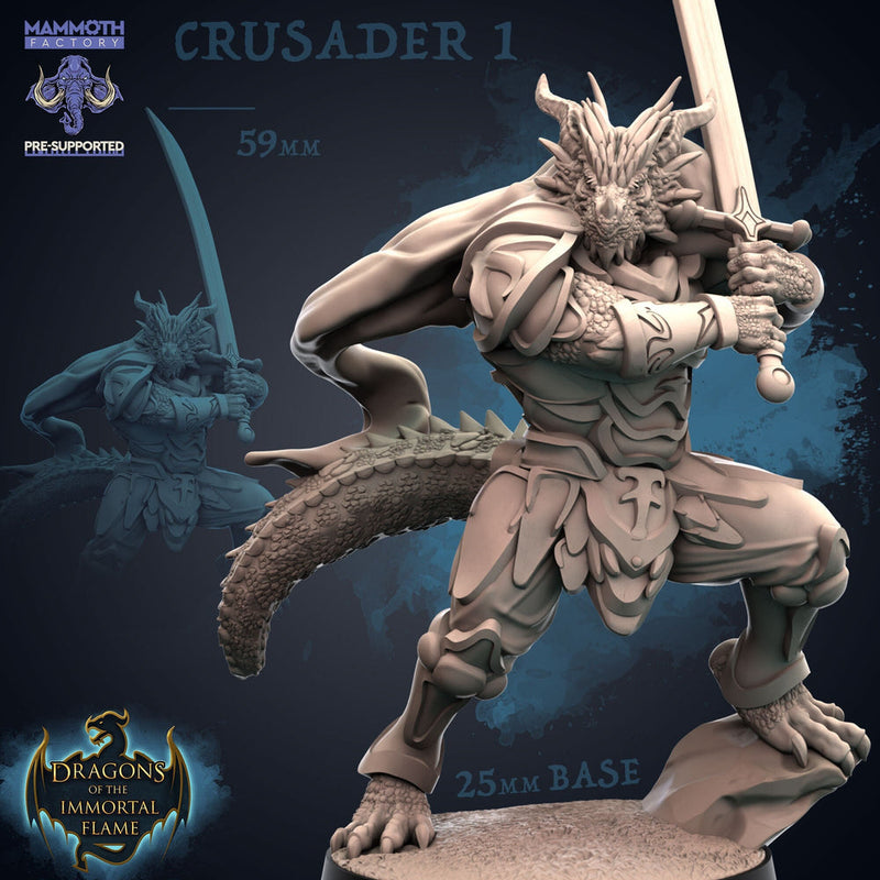 Dragonborn Paladin Sword  | 28mm, 32mm, 75mm Scale Resin Miniature | Dungeons and Dragons D&D 5e  | Pathfinder | Flesh of Gods - Only-Games